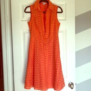 London Times eyelet coral dress